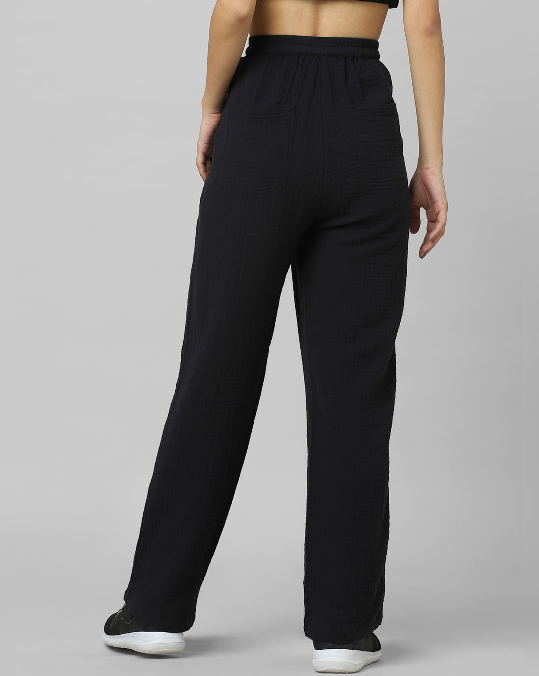 Women Hot Selling Black PU Lace Detail Loungewear Sweatsuit