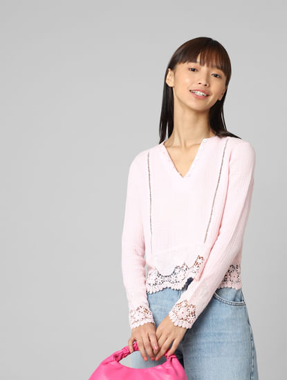 Light Pink Lace Detail Top