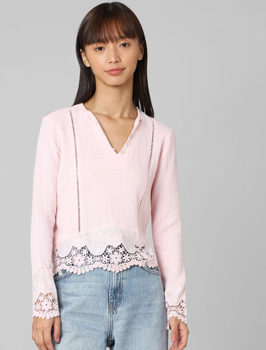 Light Pink Lace Detail Top