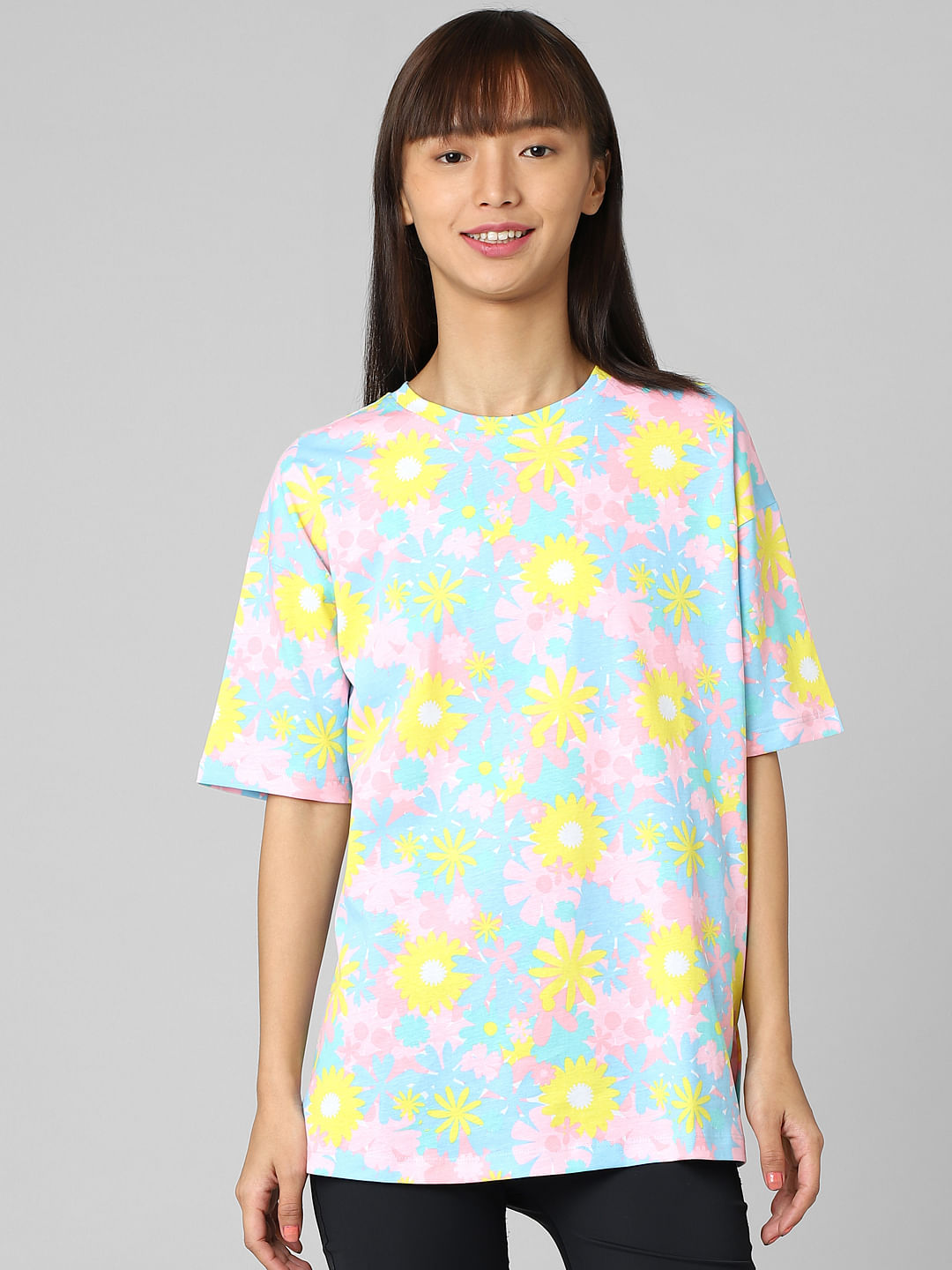 Floral printed hotsell t shirt