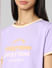 Purple Slogan Printed T-shirt