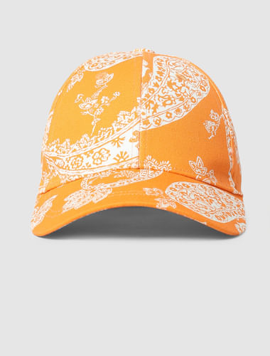 Orange Paisley Printed Cap
