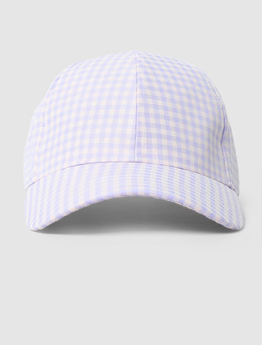 Purple Check Print Cap
