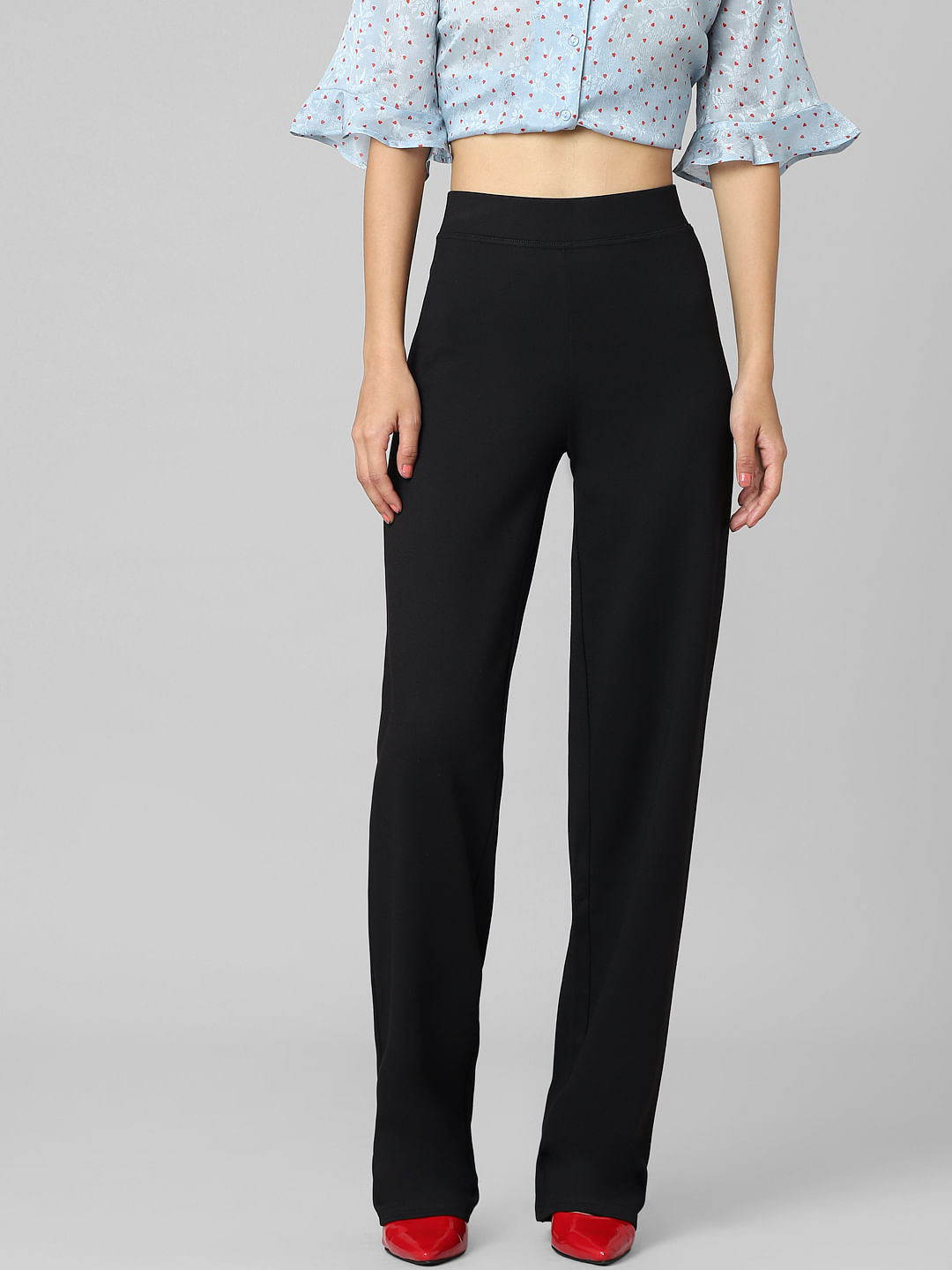 Buy Black Straight Fit Casual Trousers Online  W for Woman