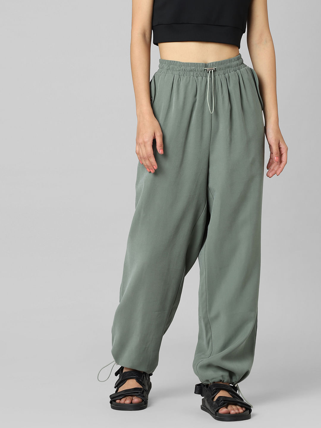 High rise clearance twill joggers