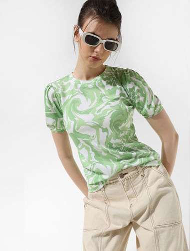 Green Abstract Print T-shirt