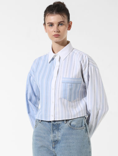 White Striped Boxy Fit Shirt