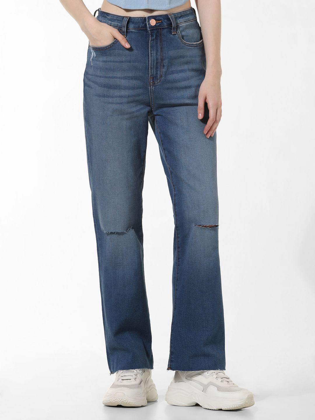 Blue High Rise Flared Jeans