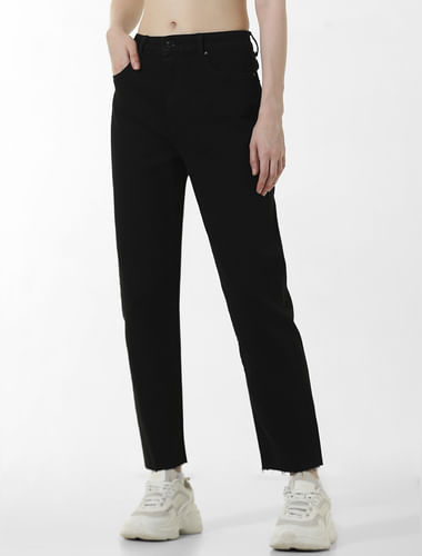Black High Rise Erin Straight Fit Jeans