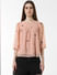 Pink Embroidered Flared Top