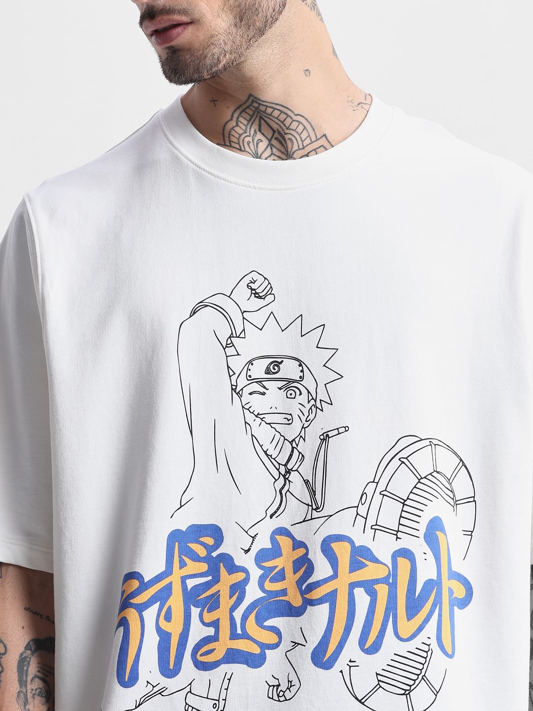 ONLY X NARUTO White Sasuke & Naruto Unisex T-shirt