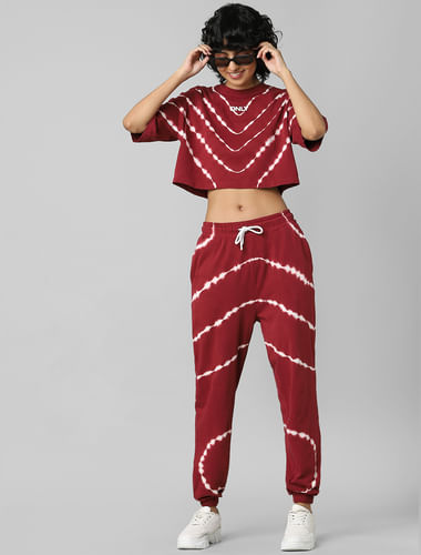Red Mid Rise Tie Dye Co-ord Joggers