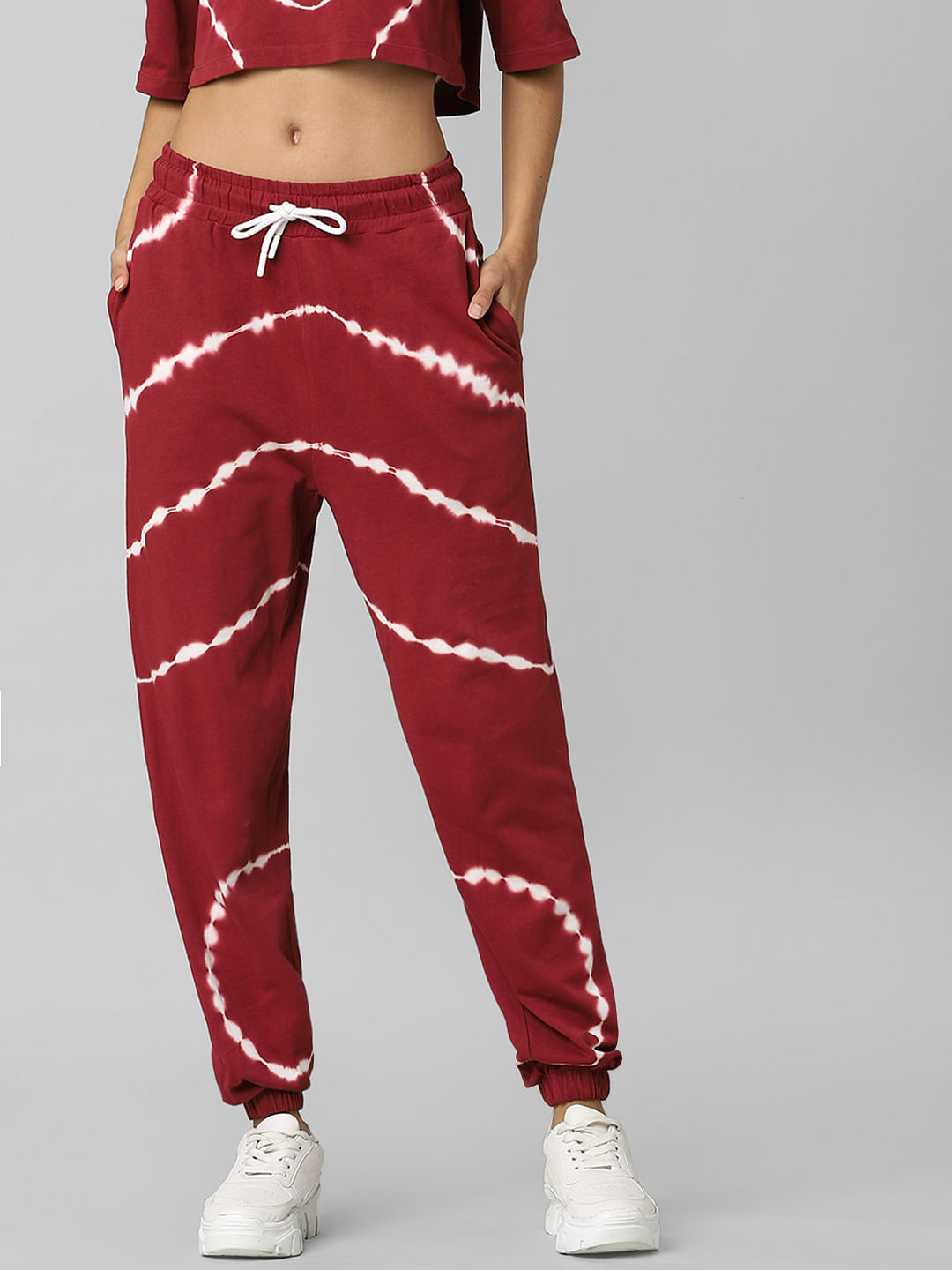 Red and white tie best sale dye sweatpants