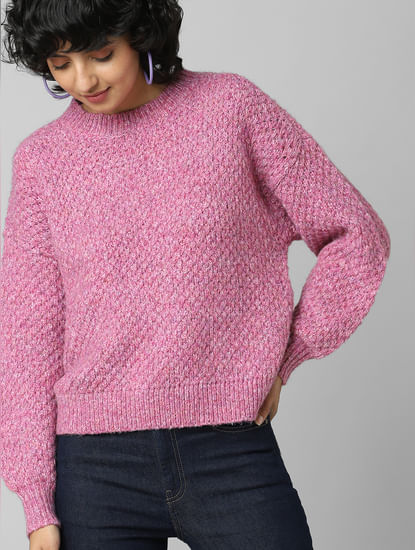 Pink Structured Knit Pullover