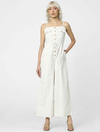 Off-White Striped Wide Leg Jumpsuit