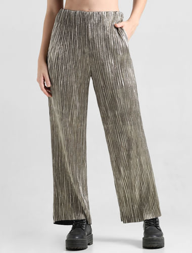 Gold High Rise Pleated Pants