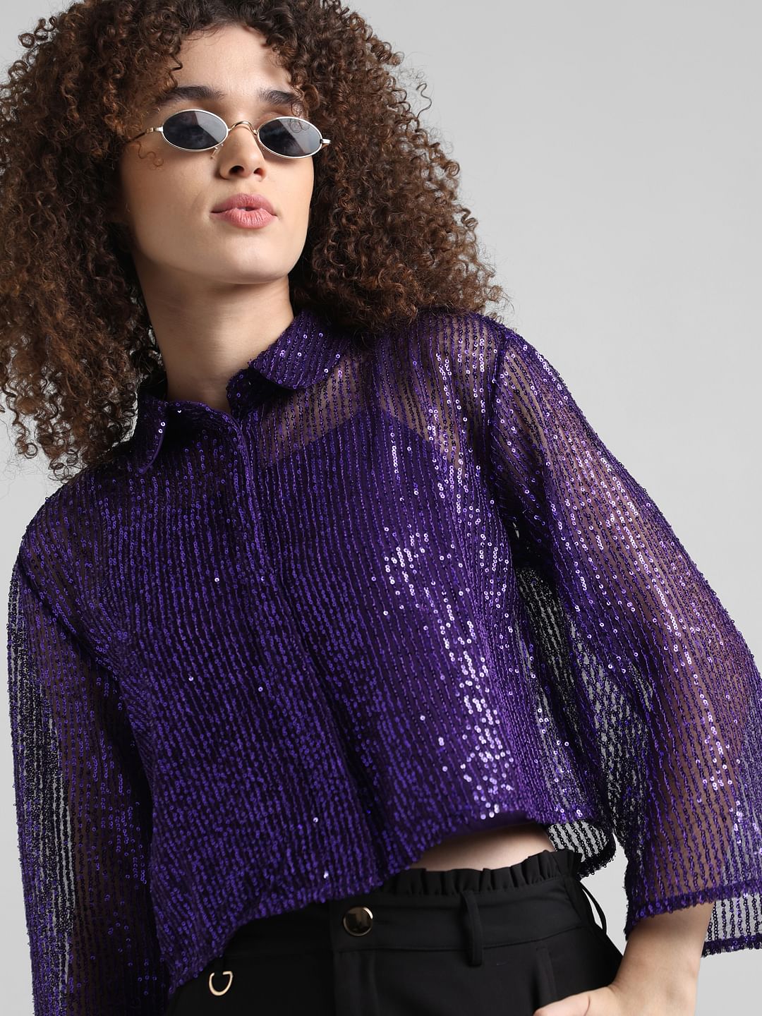 Purple sequin shirt hotsell