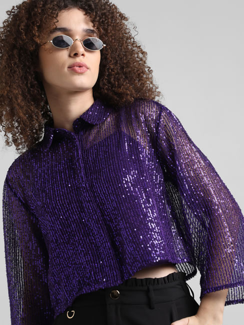 Purple Sequin Detail Shirt