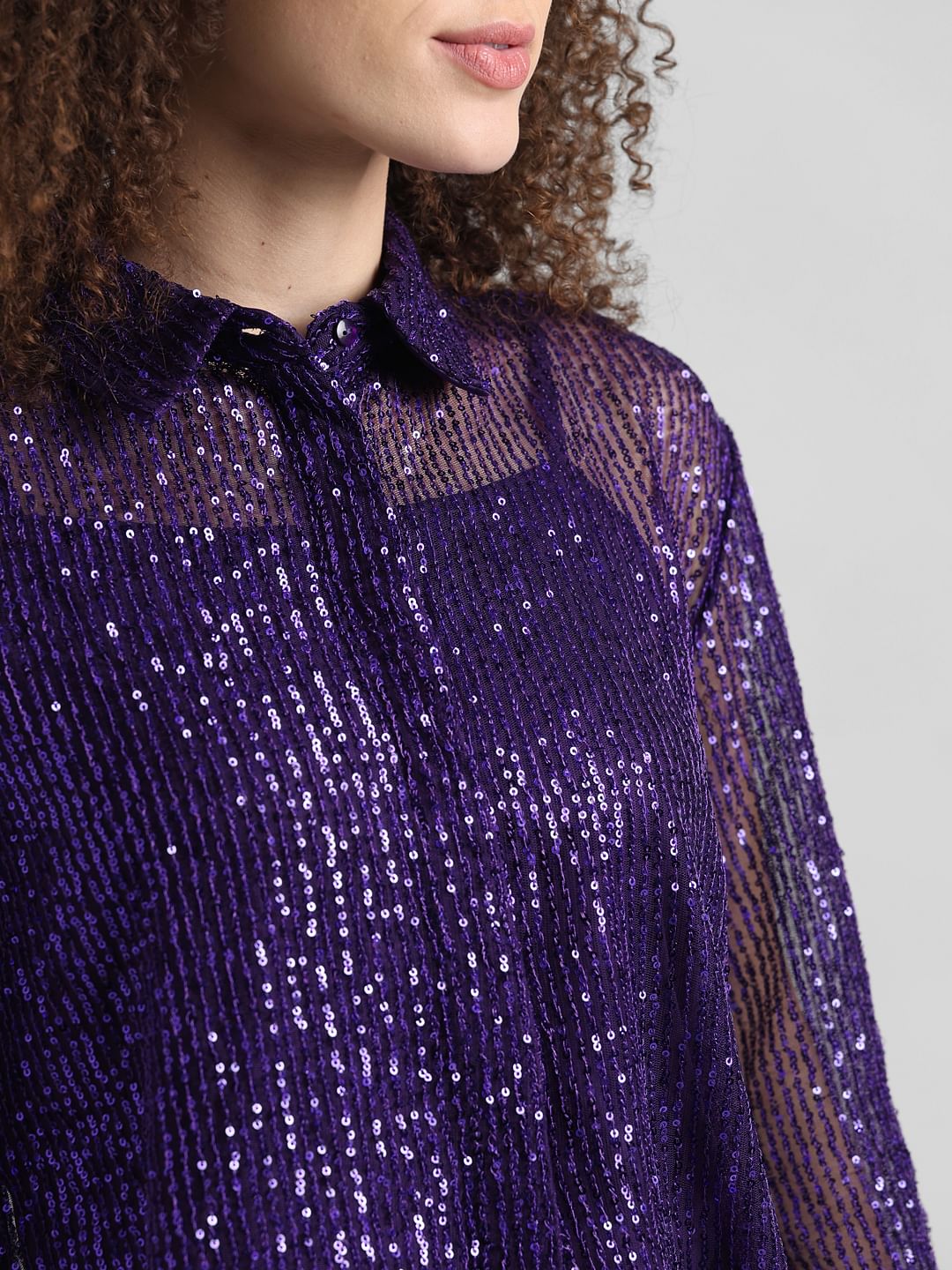 Purple Sequin Detail Shirt