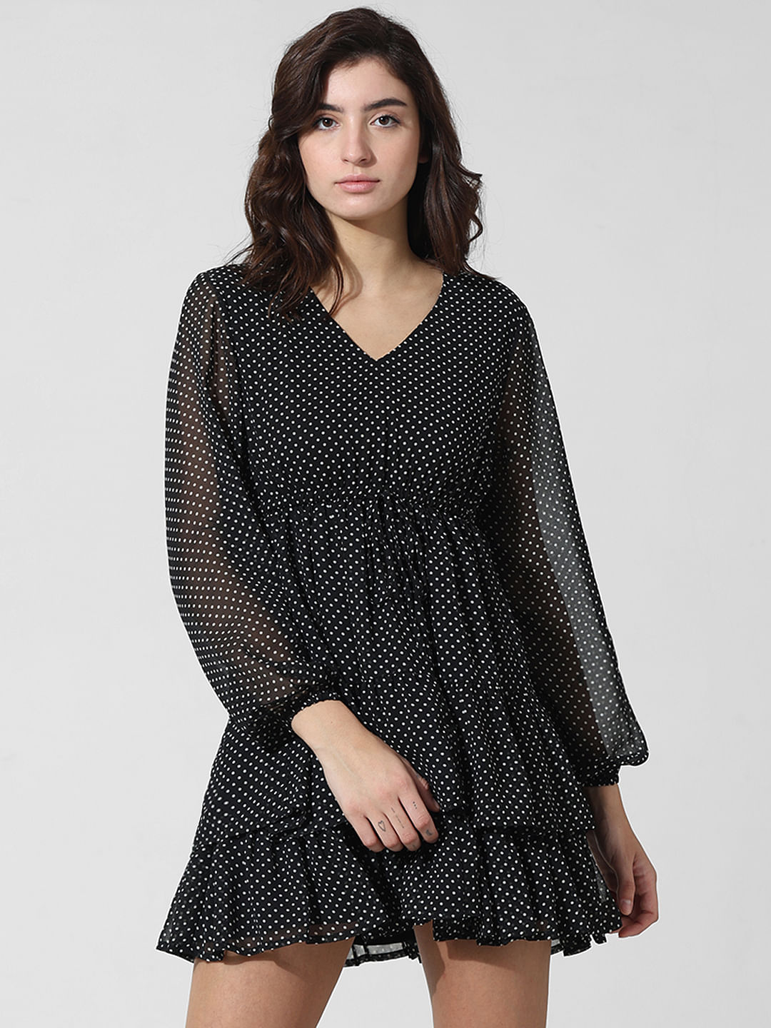 Black polka dot dress online