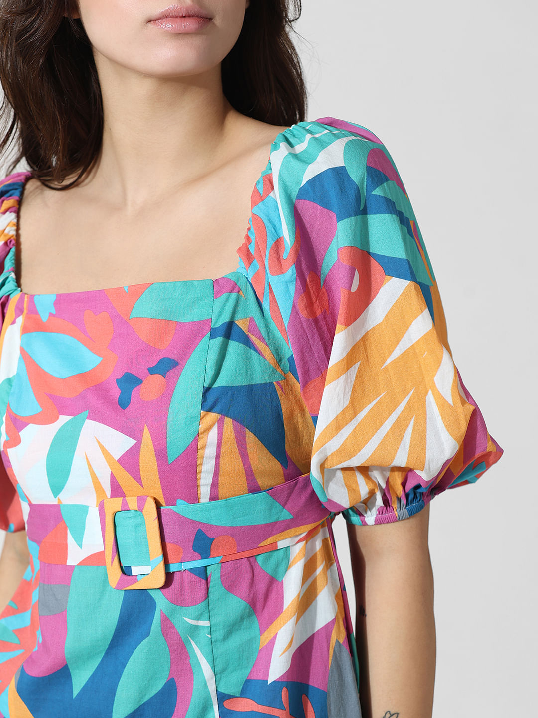 Buy Multi-coloured Layered Kota Ikat Printed Dress Online - W for Woman