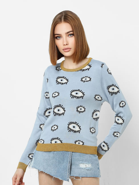 Blue All Over Print Pullover