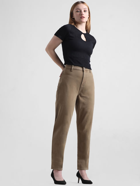 Olive High Rise Mom Fit Jeans