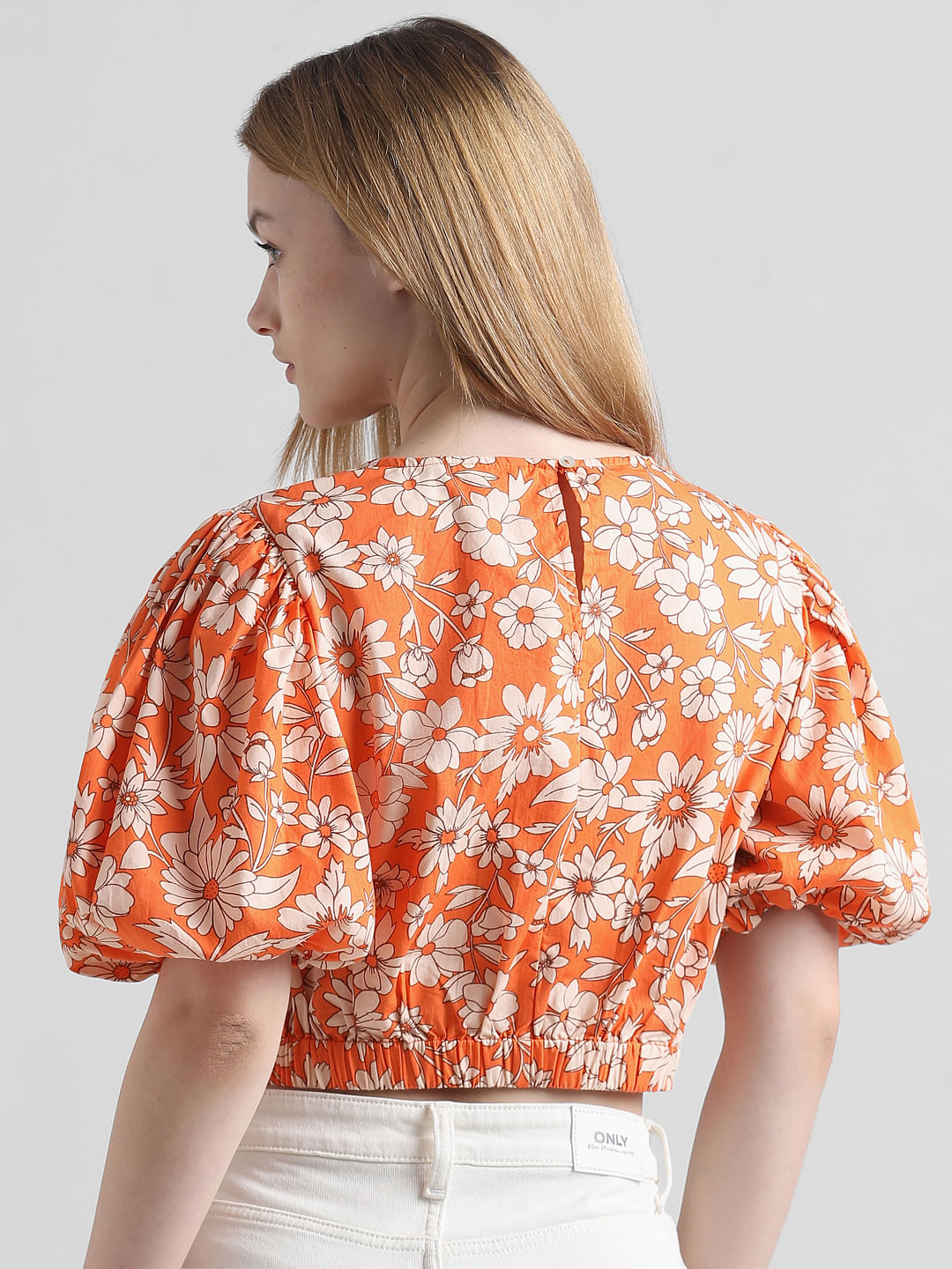 Orange popular Floral Top