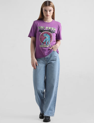 Lavender Graphic Print T-shirt