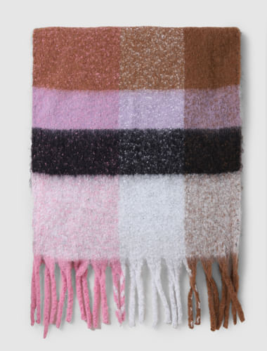 Pink Check Brushed Scarf