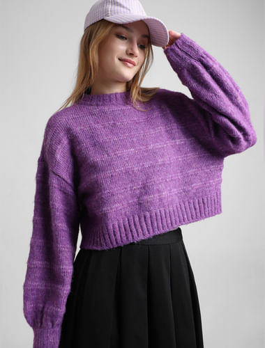 Purple Loose Fit Short Pullover