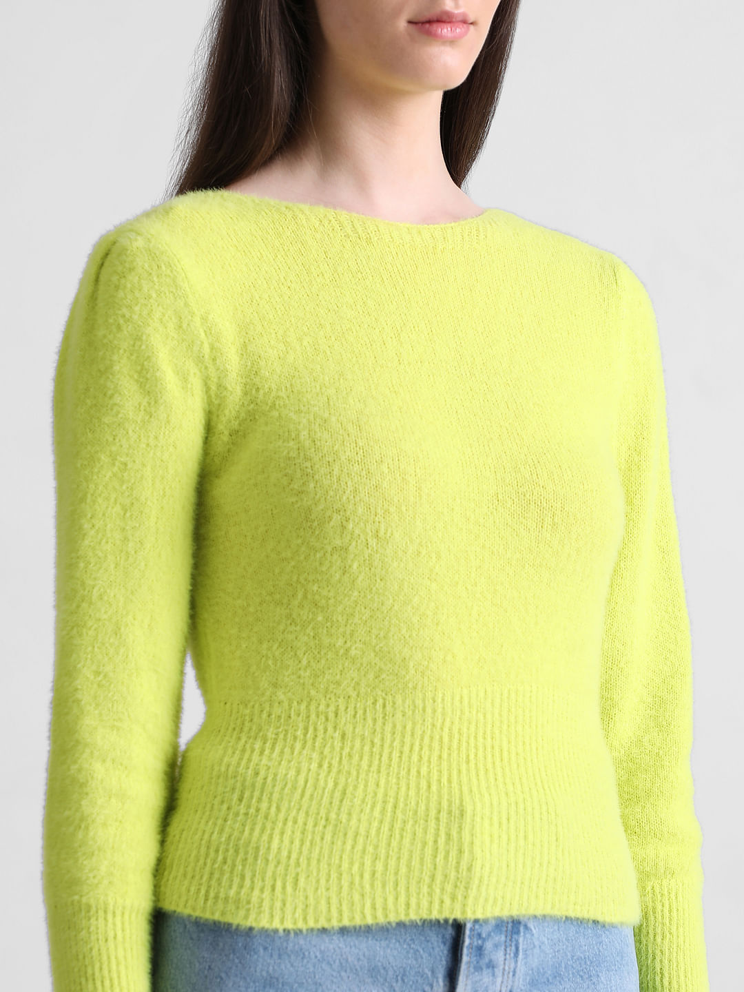 Lime green deals fuzzy sweater