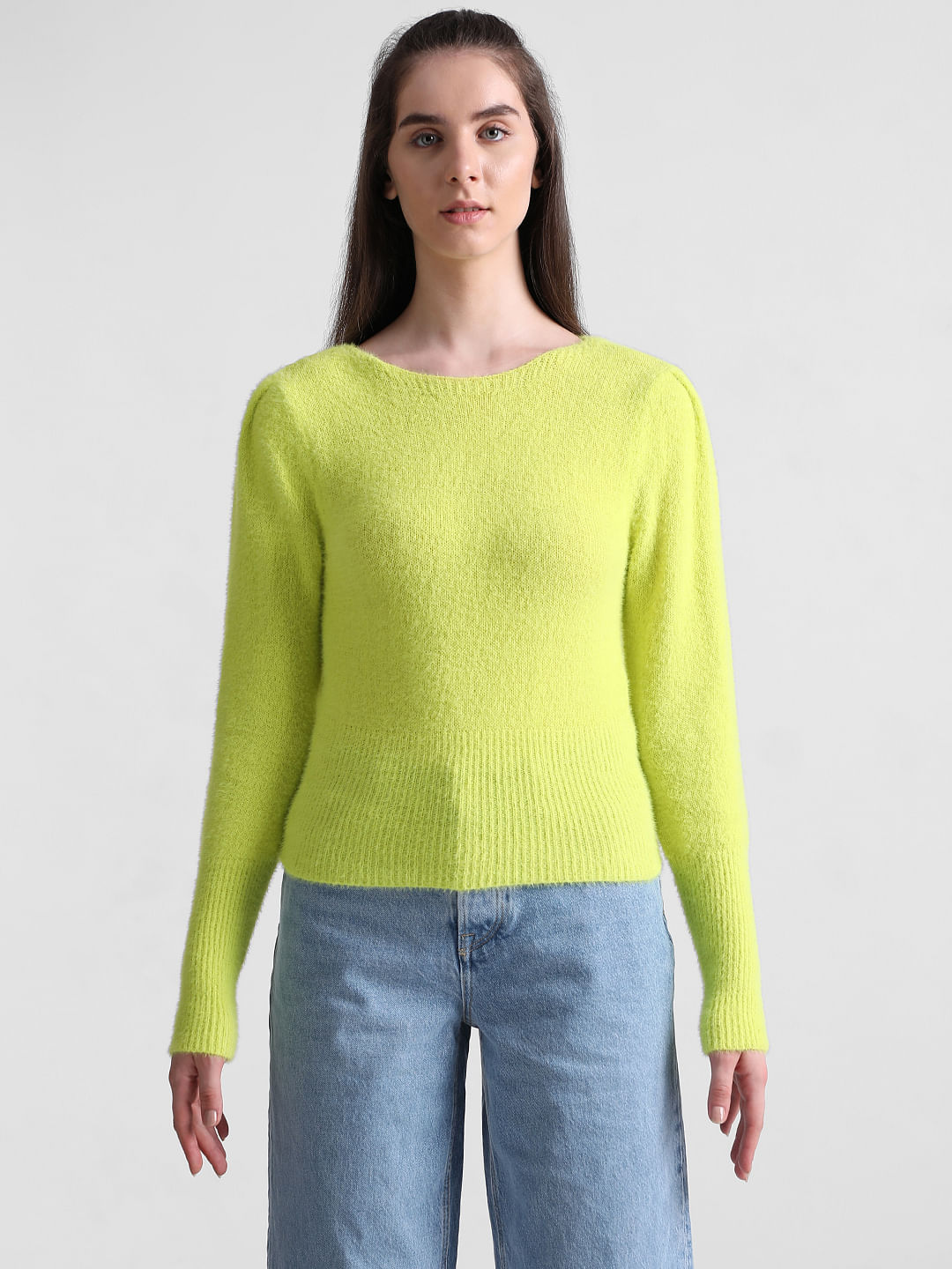 Lime green crew on sale neck