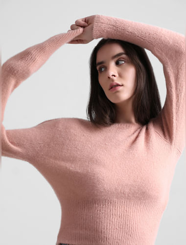 Pink Fluffy Knit Pullover