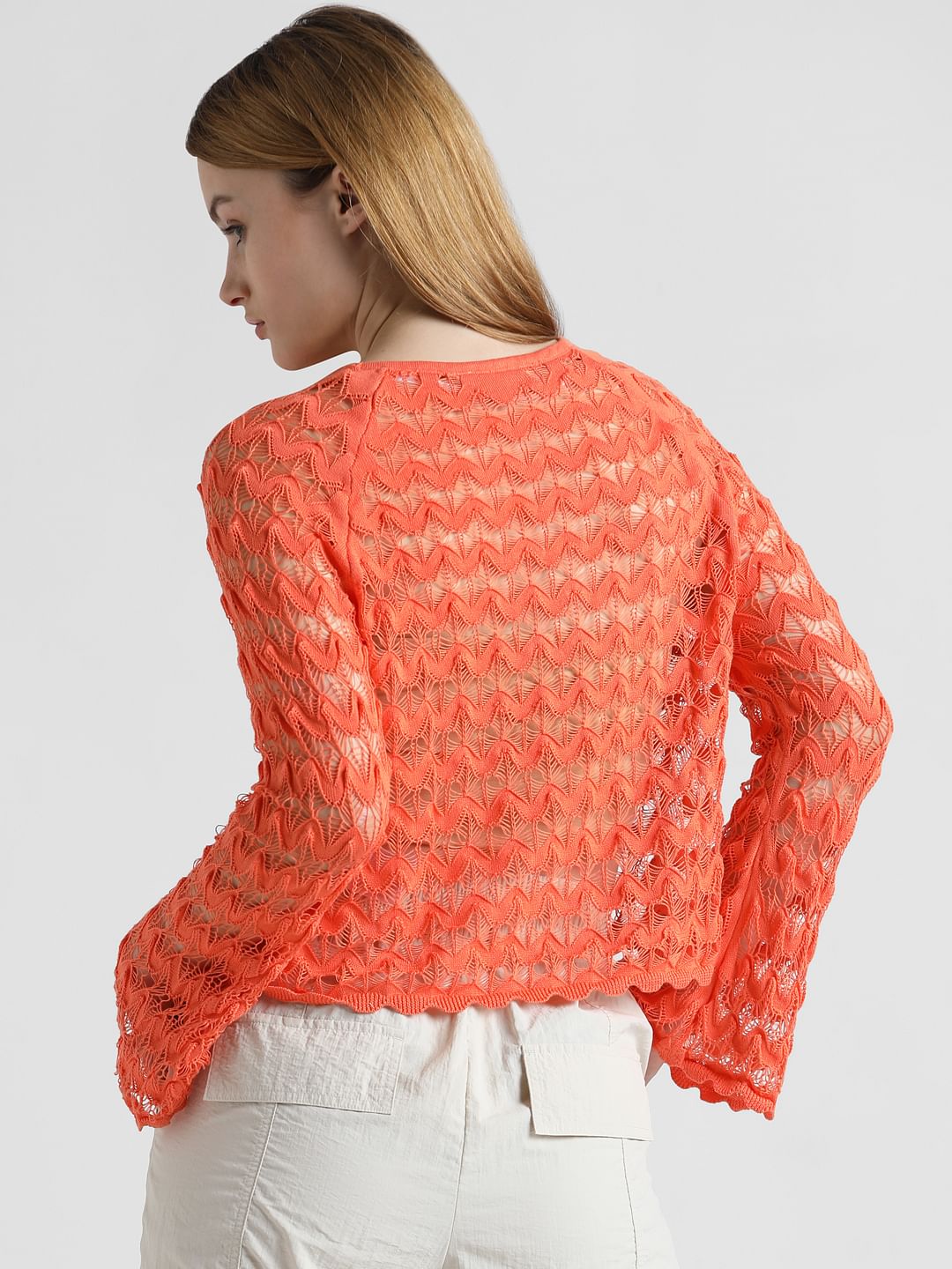 Orange pullover sweater hot sale