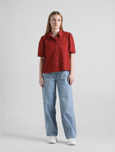 Red Textured Shirt