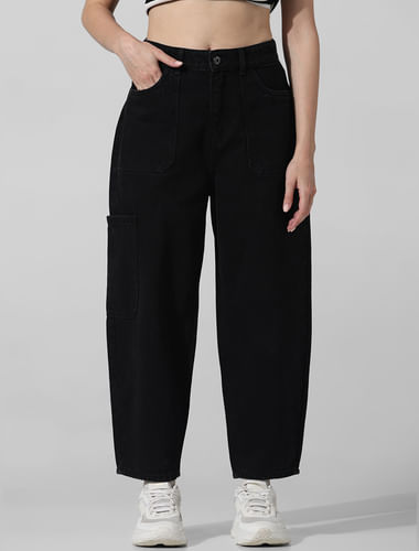 Black Mid Rise Balloon Fit Jeans