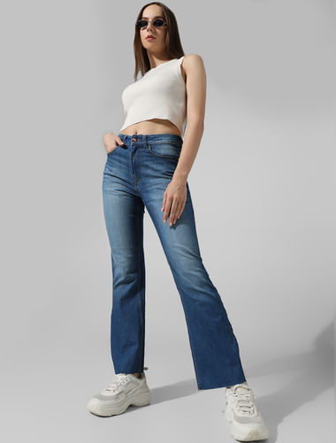 Buy online Women's Distress Bootcut Jeans from Jeans & jeggings for Women  by Showoff for ₹1519 at 65% off