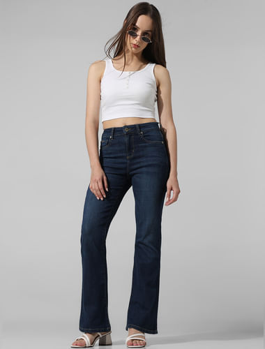 Cropped High-Rise Bell Bottom Jeans