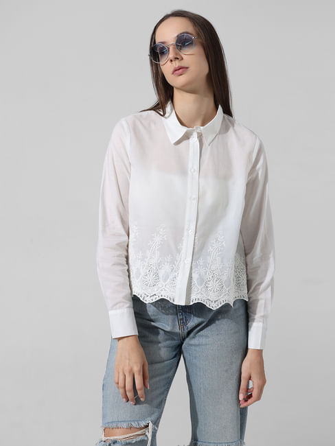 White Lace Cotton Shirt