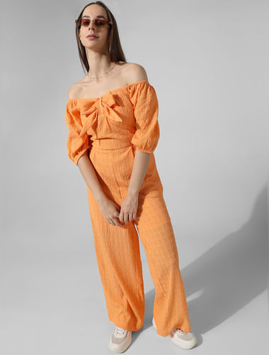 Orange Textured Jumpsuit