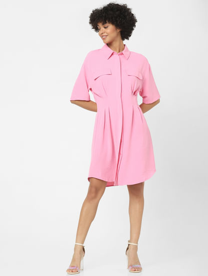Pink Utility Shirt Dress