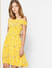Yellow Floral Print Off-Shoulder Dress