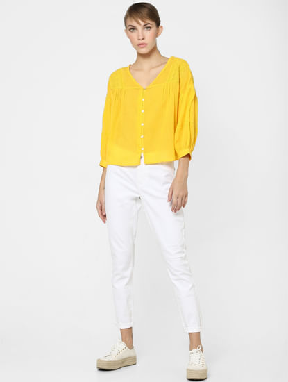 Yellow Lace Detail Top