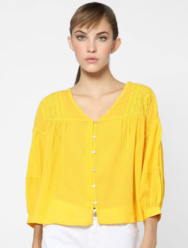 Yellow Lace Detail Top