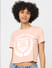Pink Text Print Cropped T-shirt