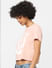 Pink Text Print Cropped T-shirt