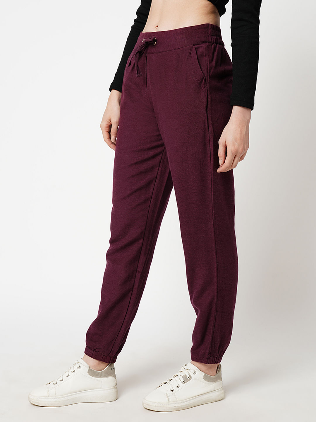 JDY by ONLY Maroon High Rise Joggers