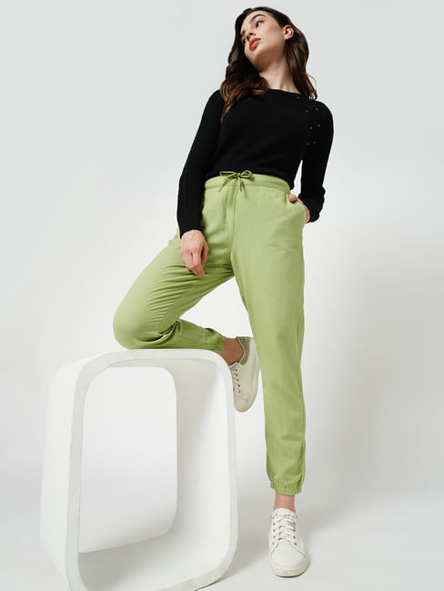 JDY by ONLY Light Green Flat Front Casual Pants