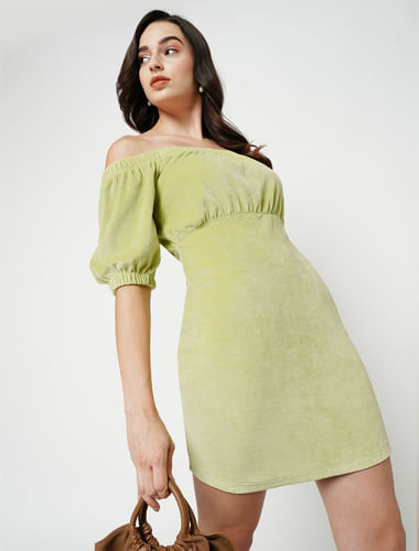 JDY by ONLY Green Off-Shoulder Bodycon Dress